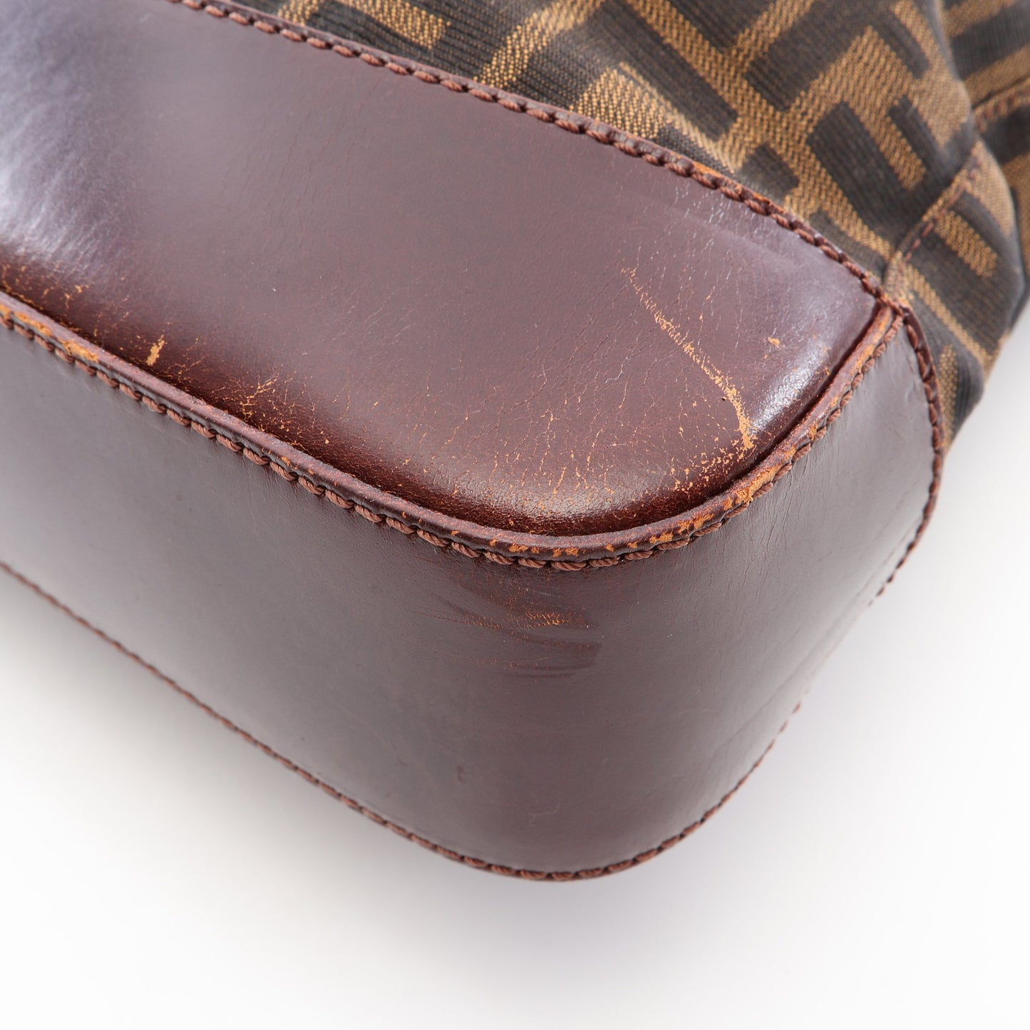ズッカ ハンドバッグ トートバッグ キャンバス レザー ブラウン ダークブラウン フェンディ バッグ FENDI
