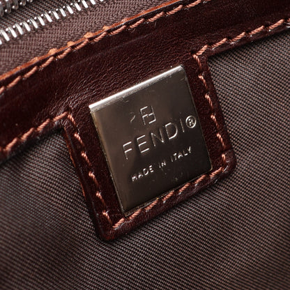 ズッカ ハンドバッグ トートバッグ キャンバス レザー ブラウン ダークブラウン フェンディ バッグ FENDI