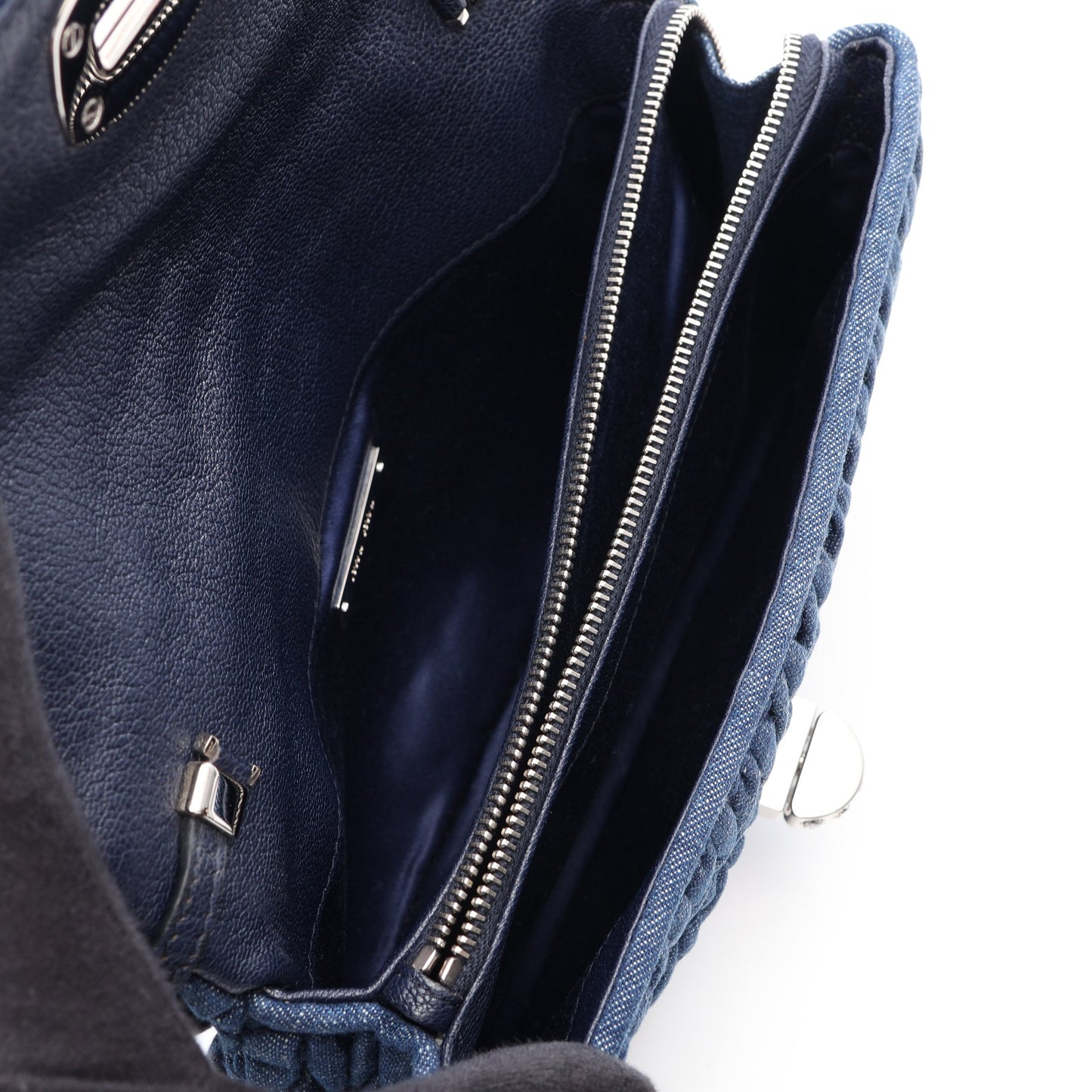 DENIM CRYSTAL マテラッセ ショルダーバッグ デニム レザー ネイビー ミュウミュウ