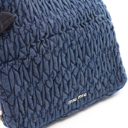 DENIM CRYSTAL マテラッセ ショルダーバッグ デニム レザー ネイビー ミュウミュウ