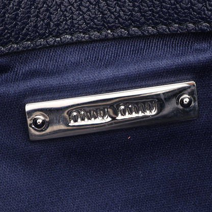 DENIM CRYSTAL マテラッセ ショルダーバッグ デニム レザー ネイビー ミュウミュウ
