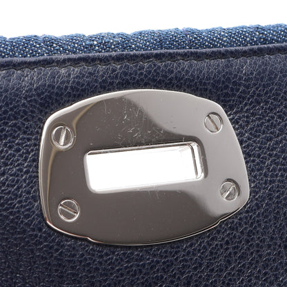 DENIM CRYSTAL マテラッセ ショルダーバッグ デニム レザー ネイビー ミュウミュウ