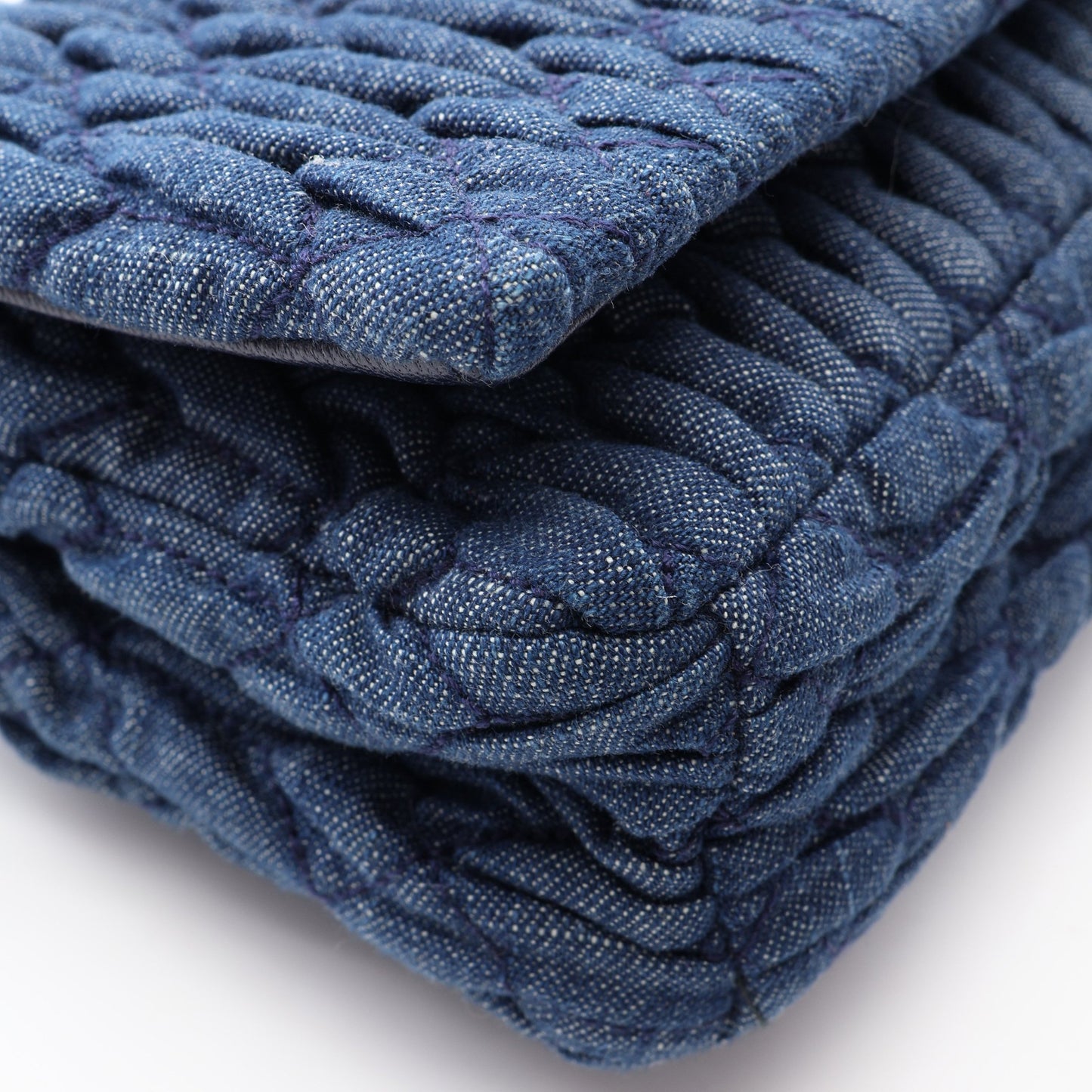 DENIM CRYSTAL マテラッセ ショルダーバッグ デニム レザー ネイビー ミュウミュウ