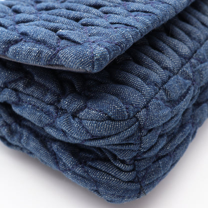 DENIM CRYSTAL マテラッセ ショルダーバッグ デニム レザー ネイビー ミュウミュウ