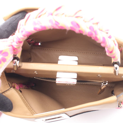 ミニピーカブー 2WAY ハンドバッグ レザー ベージュ フェンディ