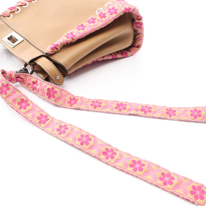 ミニピーカブー 2WAY ハンドバッグ レザー ベージュ フェンディ