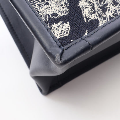 BOOK TOTE ブックトート スモール トワル ドゥ ジュイ リバース エンブロイダリー 2WAY ハンドバッグ トートバッグ キャンバス レザー ネイビー アイボリー クリスチャンディオール