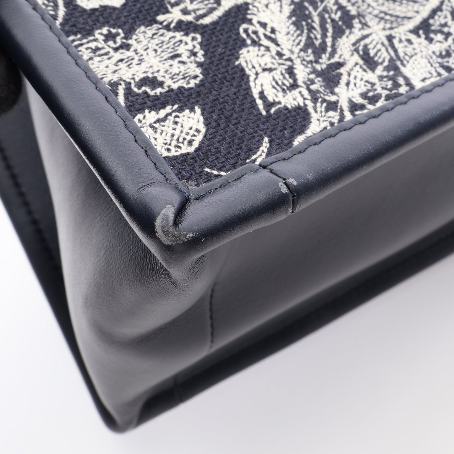 BOOK TOTE ブックトート スモール トワル ドゥ ジュイ リバース エンブロイダリー 2WAY ハンドバッグ トートバッグ キャンバス レザー ネイビー アイボリー クリスチャンディオール