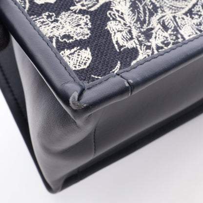 BOOK TOTE ブックトート スモール トワル ドゥ ジュイ リバース エンブロイダリー 2WAY ハンドバッグ トートバッグ キャンバス レザー ネイビー アイボリー クリスチャンディオール