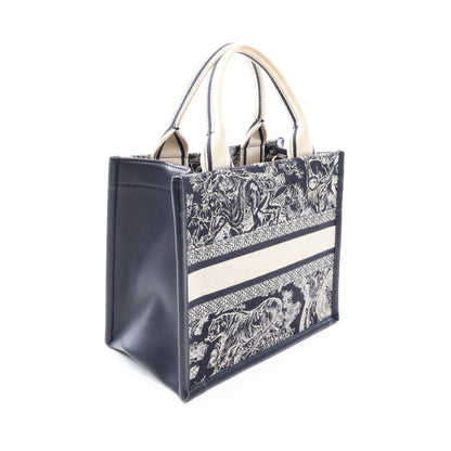 BOOK TOTE ブックトート スモール トワル ドゥ ジュイ リバース エンブロイダリー 2WAY ハンドバッグ トートバッグ キャンバス レザー ネイビー アイボリー クリスチャンディオール