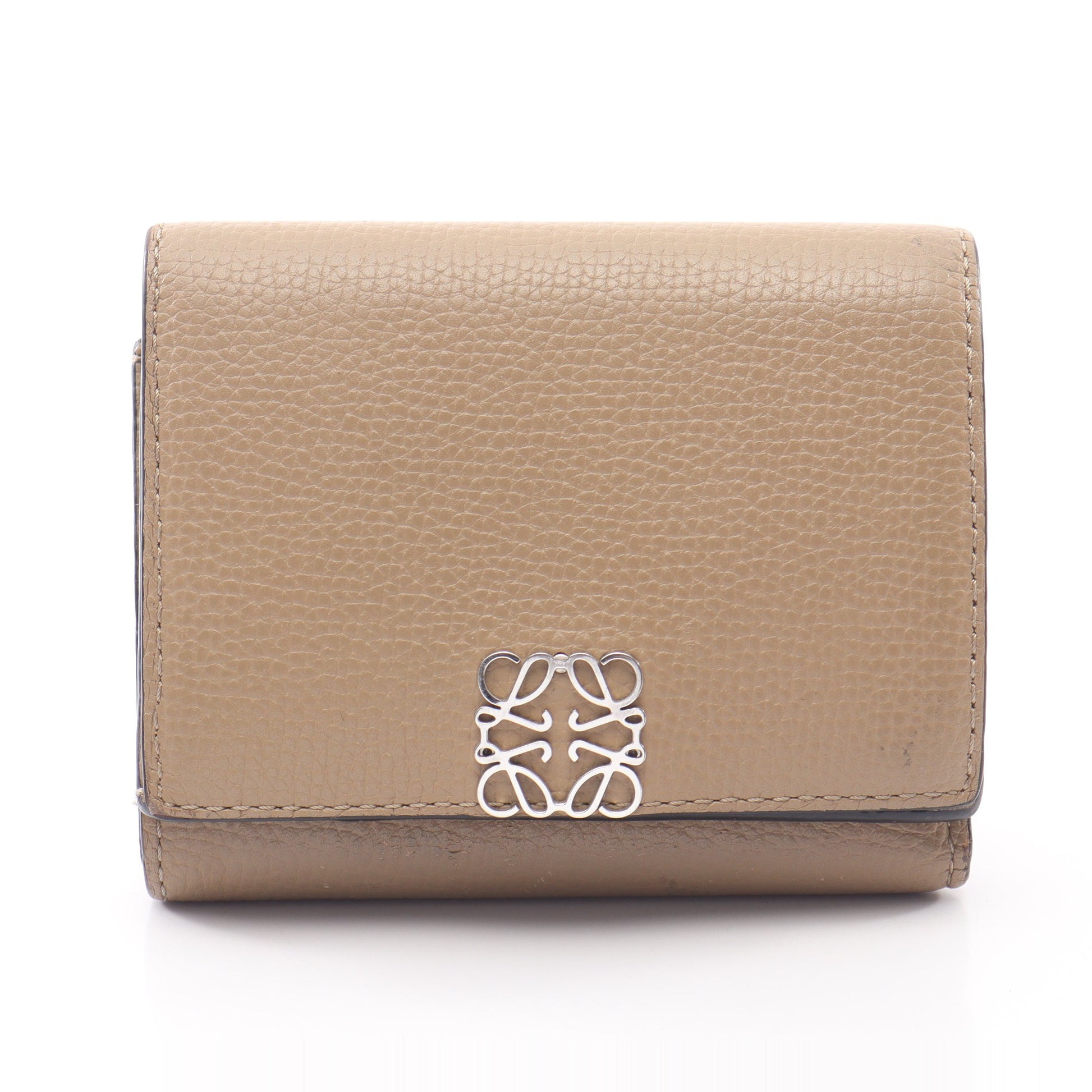 アナグラム トライフォールド 三つ折り財布 レザー ベージュ ロエベ 財布・小物 LOEWE