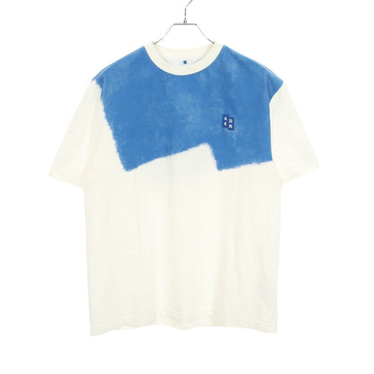 ロゴパッチ グラデーション 半袖Tシャツ コットン ホワイト ブルー アダーエラー