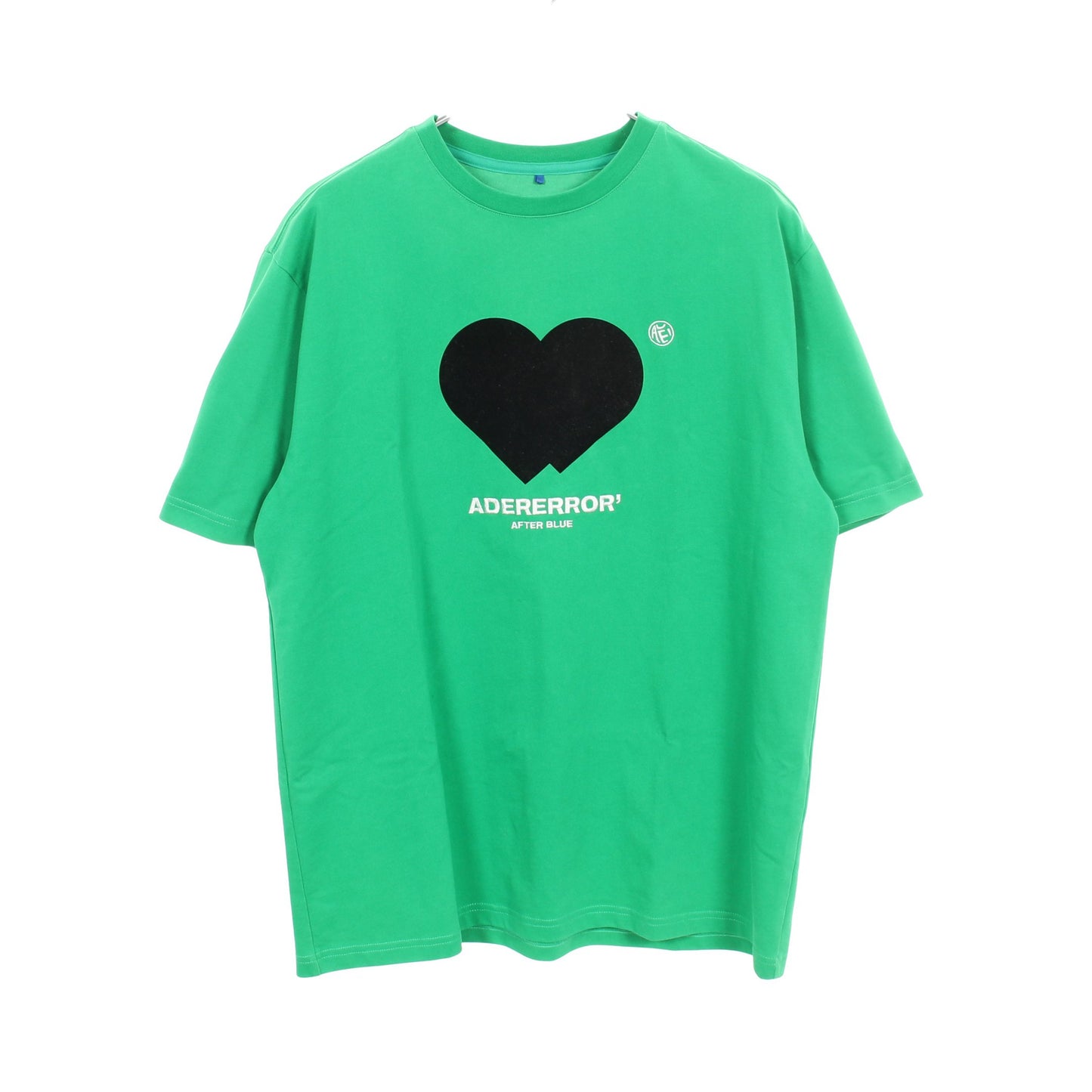 ロゴ刺繍 ハート 半袖Tシャツ コットン グリーン アダーエラー