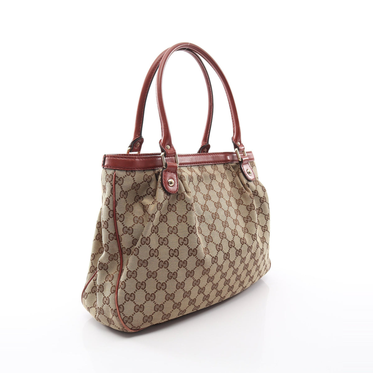 スーキー ショルダーバッグ トートバッグ キャンバス レザー ベージュ ブラウン レッドブラウン グッチ バッグ GUCCI