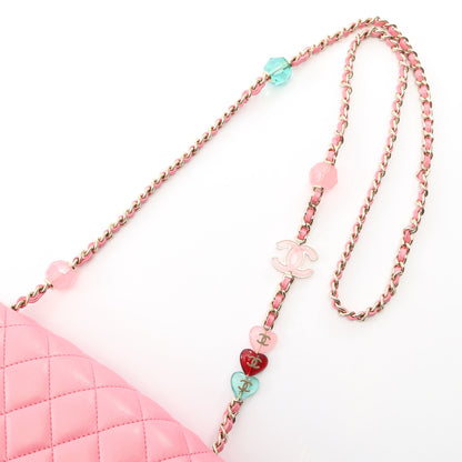 マトラッセ ミニフラップバッグ チェーンショルダーバッグ ラムスキン ピンク ゴールド金具 シャネル
