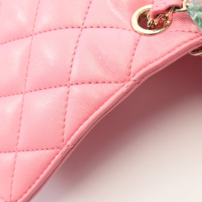 マトラッセ ミニフラップバッグ チェーンショルダーバッグ ラムスキン ピンク ゴールド金具 シャネル