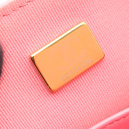 マトラッセ ミニフラップバッグ チェーンショルダーバッグ ラムスキン ピンク ゴールド金具 シャネル