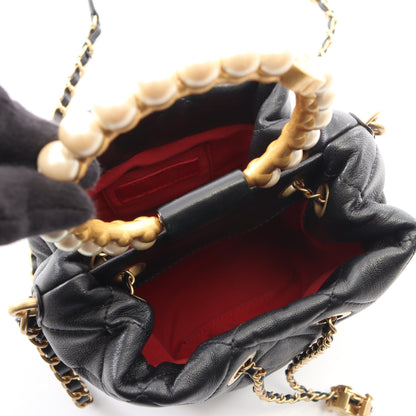マトラッセ 2WAY チェーンショルダーバッグ レザー ブラック ゴールド金具 シャネル