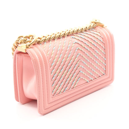 ボーイシャネル スモール チェーンショルダーバッグ レザー ピンク マルチカラー ゴールド金具 シャネル バッグ CHANEL