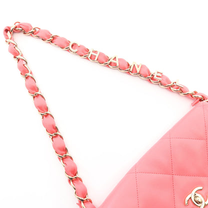 マトラッセ CHANELロゴ チェーンショルダーバッグ ラムスキン ピンク ゴールド金具 シャネル バッグ CHANEL