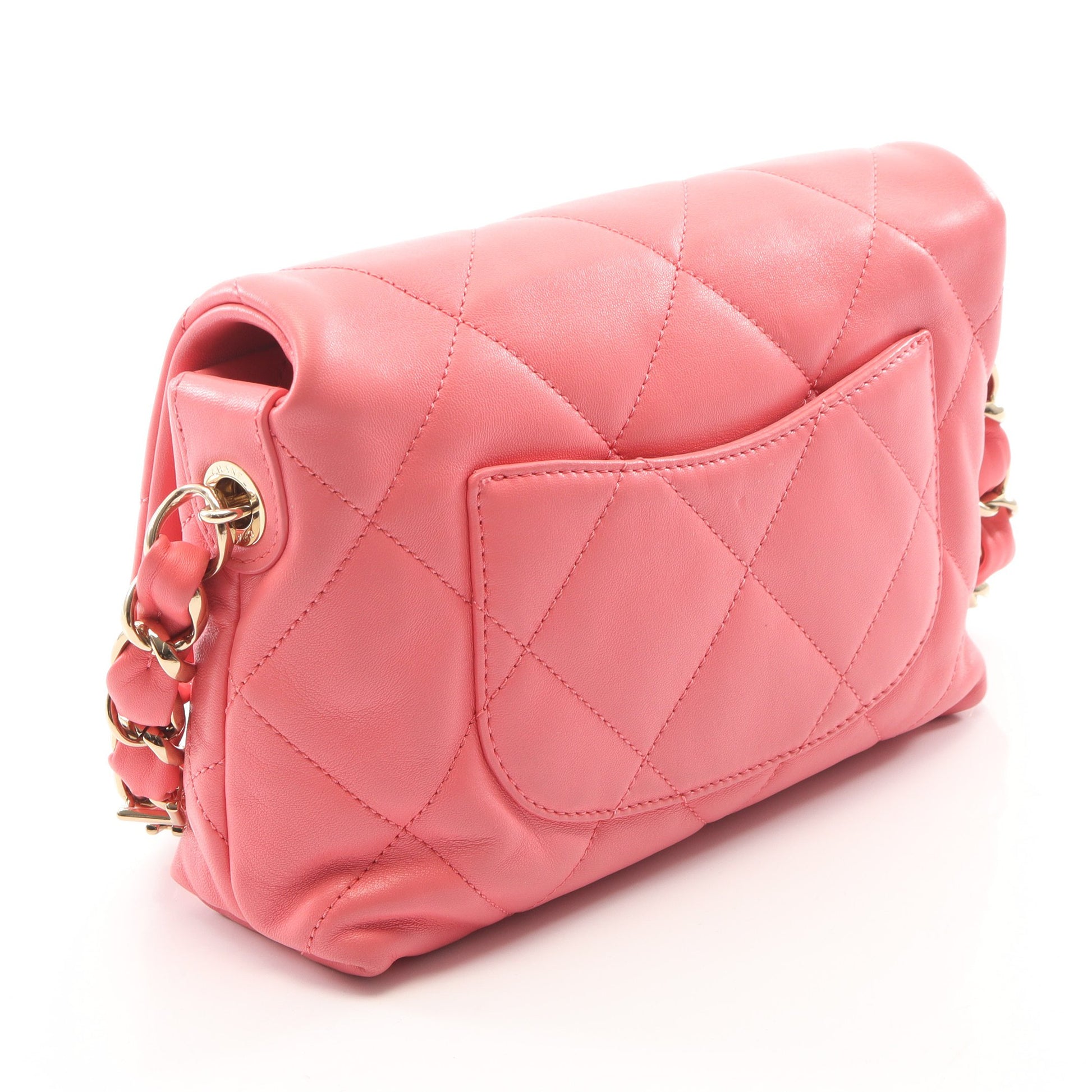 マトラッセ CHANELロゴ チェーンショルダーバッグ ラムスキン ピンク ゴールド金具 シャネル バッグ CHANEL