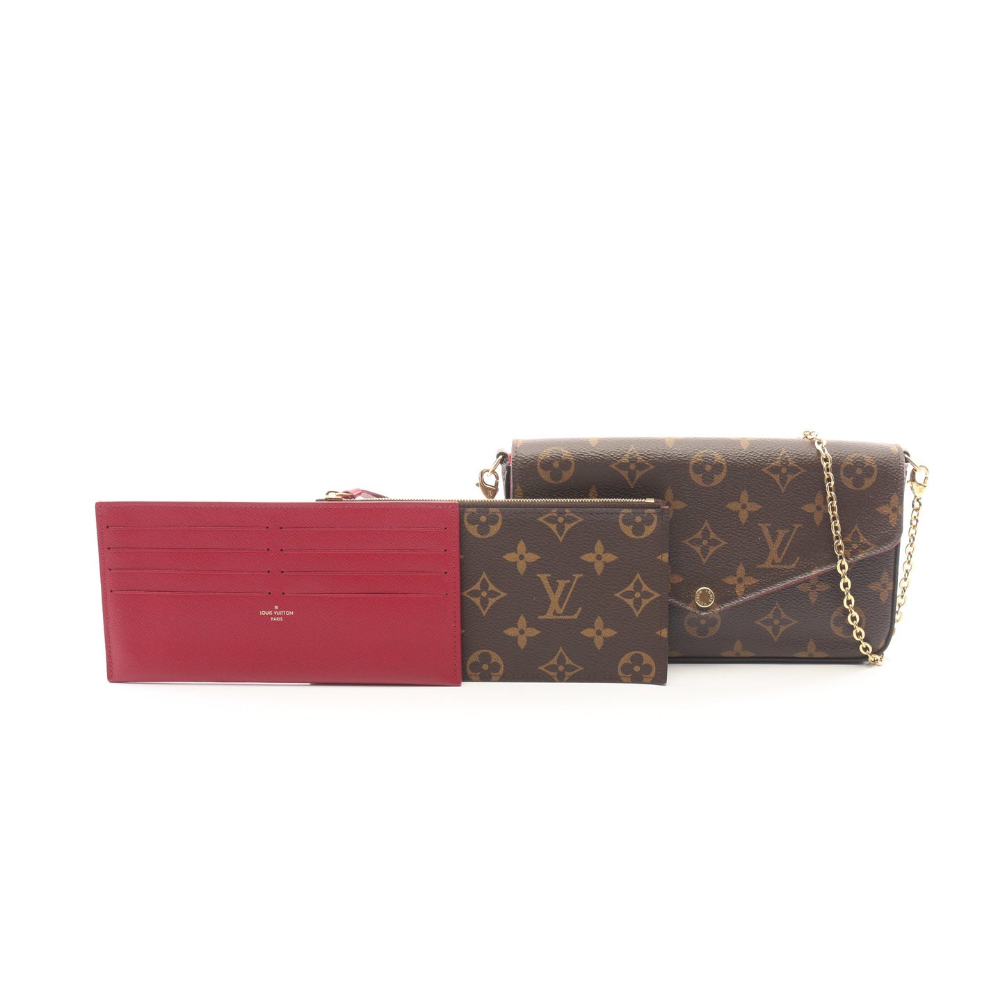 ポシェット フェリシー モノグラム フューシャ チェーンウォレット PVC レザー ブラウン ルイヴィトン バッグ LOUIS VUITTON