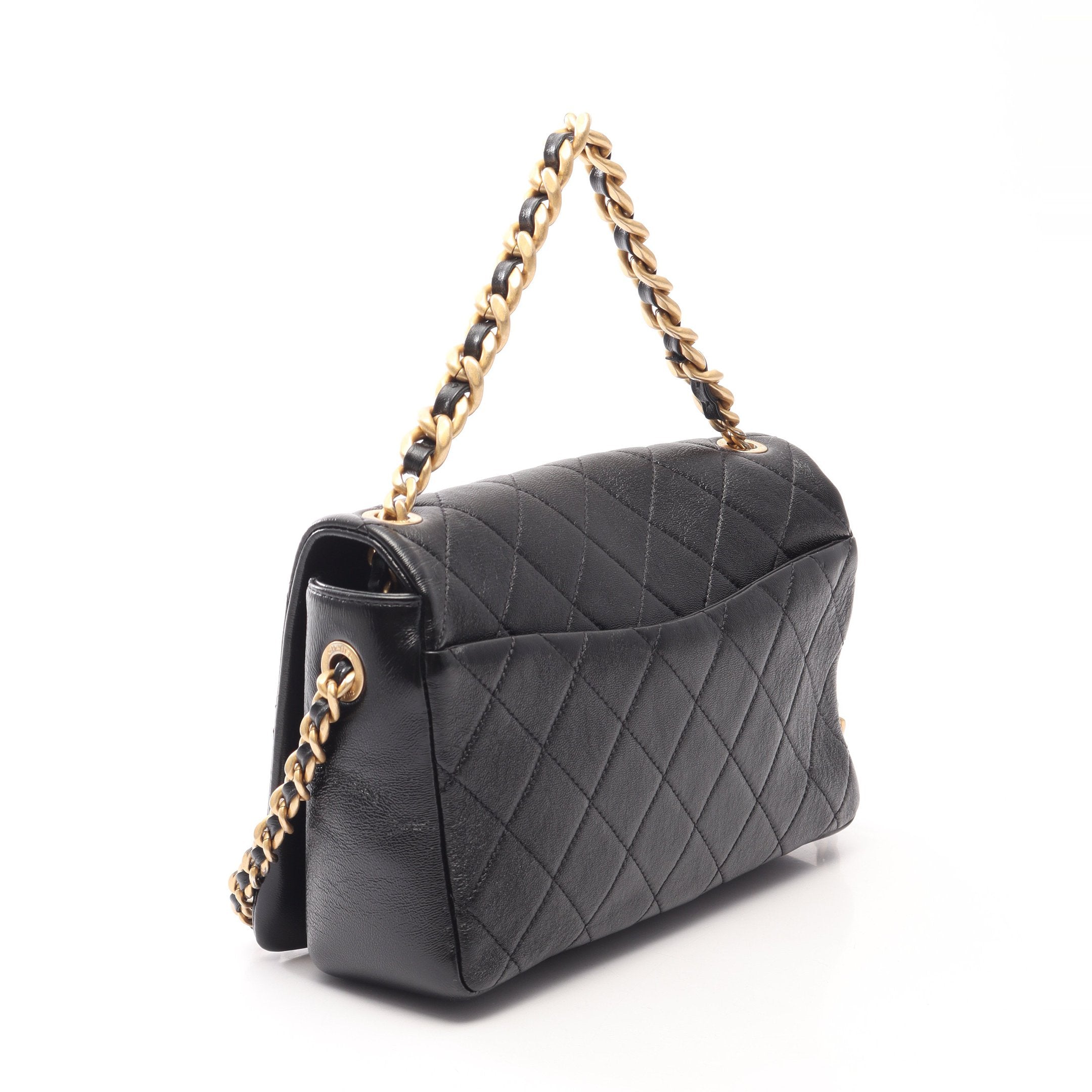【極美品】シャネル マトラッセ 2way ブラック ハンド/ショルダー マトラッセ 2WAY チェーンショルダーバッグ レザー ブラック ゴールド