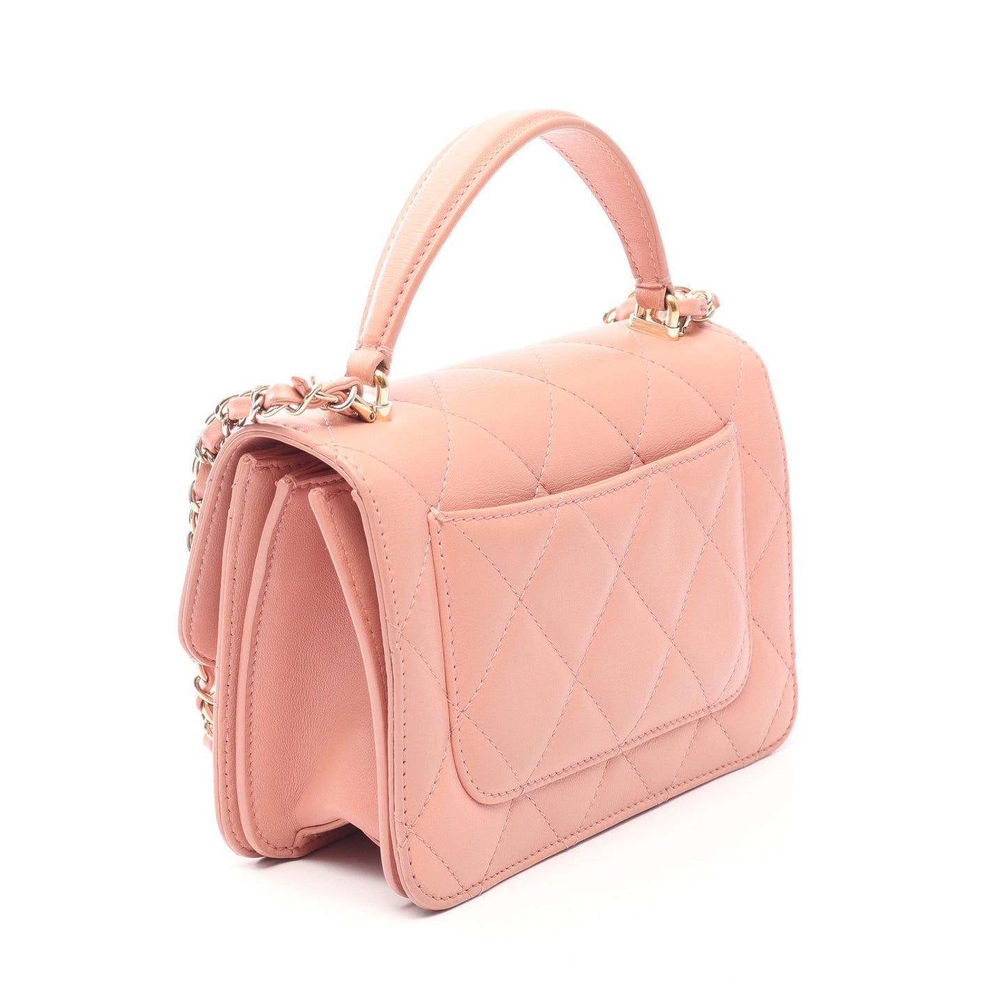 マトラッセ トップハンドル 2WAY チェーンショルダーバッグ レザー ピンク ゴールド金具 シャネル