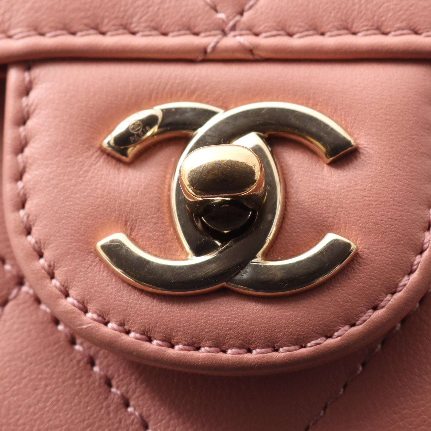 マトラッセ トップハンドル 2WAY チェーンショルダーバッグ レザー ピンク ゴールド金具 シャネル