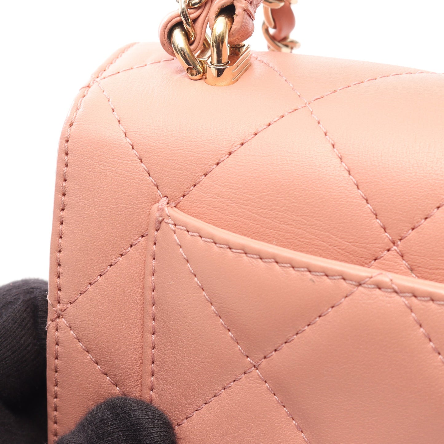 マトラッセ トップハンドル 2WAY チェーンショルダーバッグ レザー ピンク ゴールド金具 シャネル