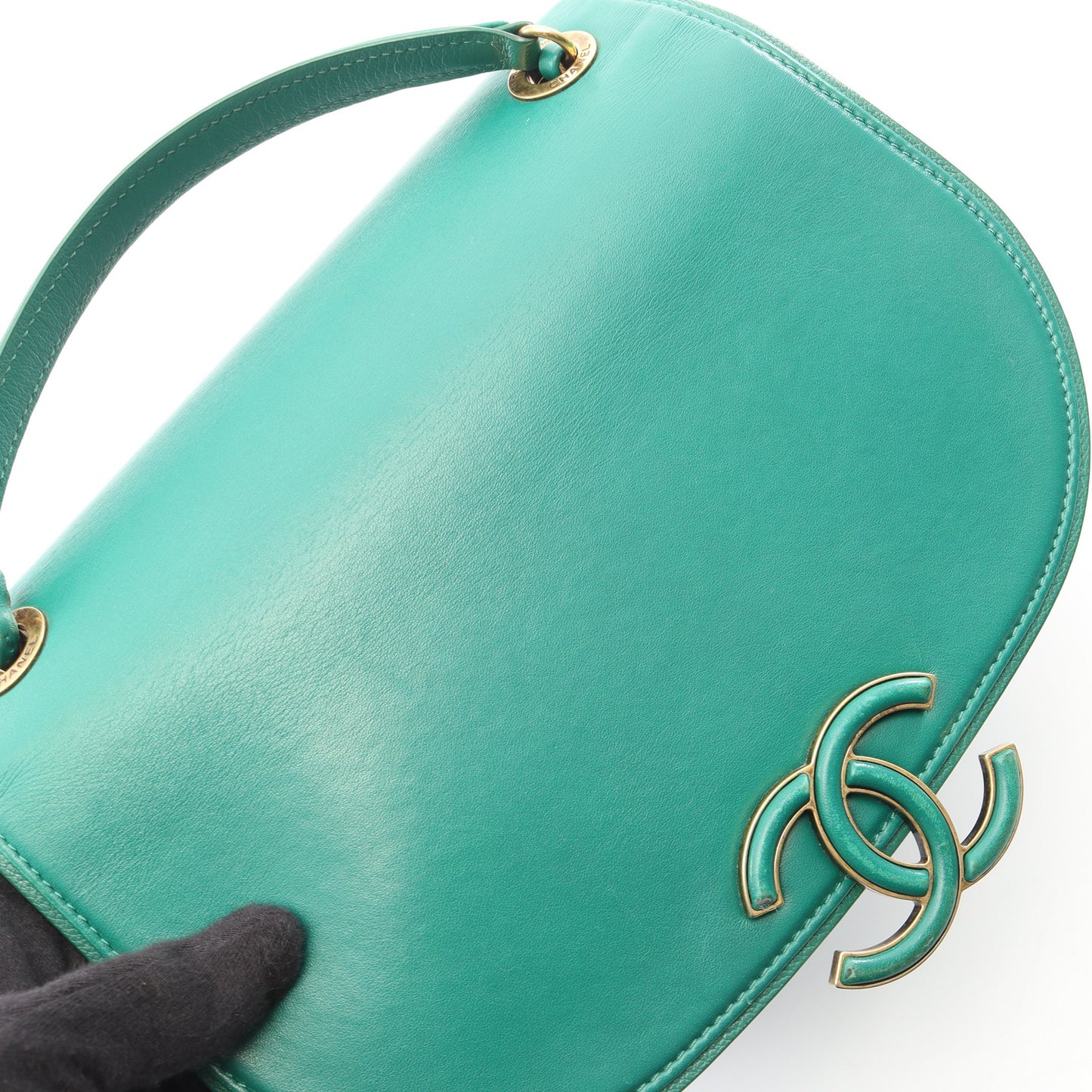 マトラッセ 2WAY チェーンショルダーバッグ レザー グリーン ゴールド金具 シャネル