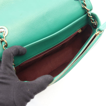 マトラッセ 2WAY チェーンショルダーバッグ レザー グリーン ゴールド金具 シャネル