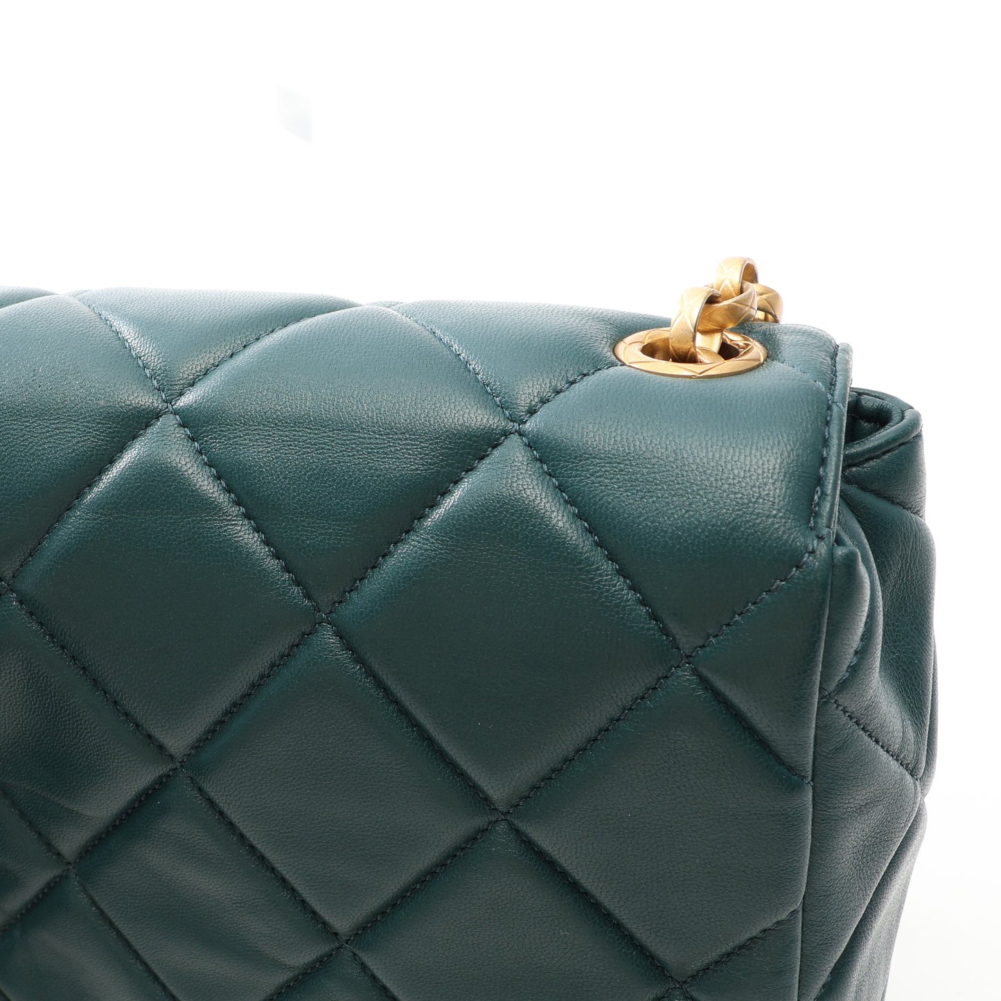 マトラッセ チェーンショルダーバッグ ラムスキン グリーン ゴールド金具 シャネル バッグ CHANEL