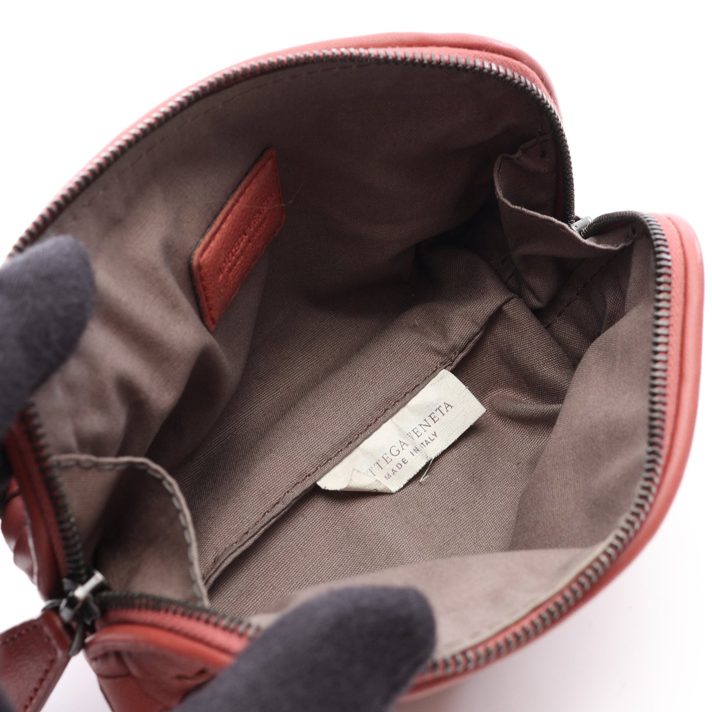 イントレチャート ポーチ レザー レッドブラウン ボッテガヴェネタ 財布・小物 BOTTEGA VENETA