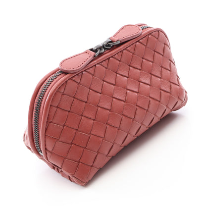 イントレチャート ポーチ レザー レッドブラウン ボッテガヴェネタ 財布・小物 BOTTEGA VENETA