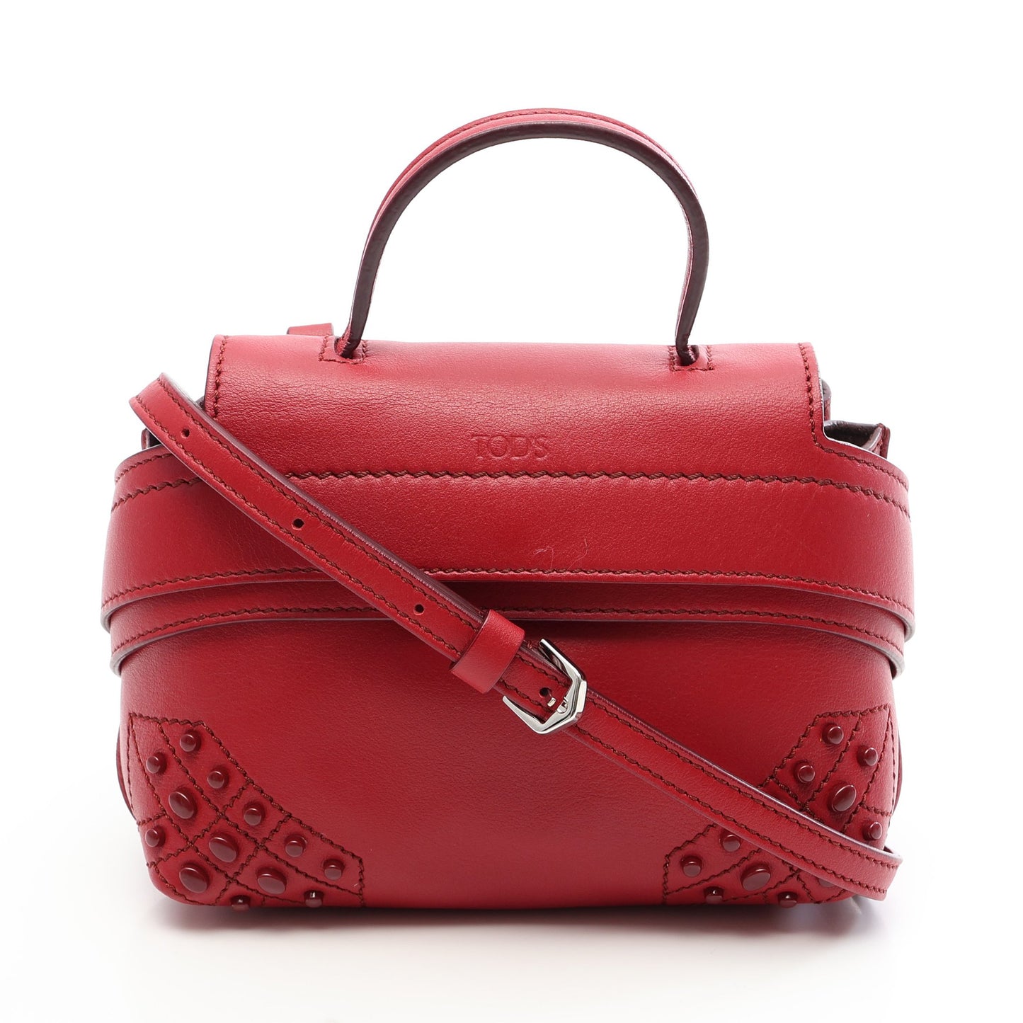 WAVE BAG ウェーブバッグ ミニ 2WAY ハンドバッグ レザー レッド トッズ