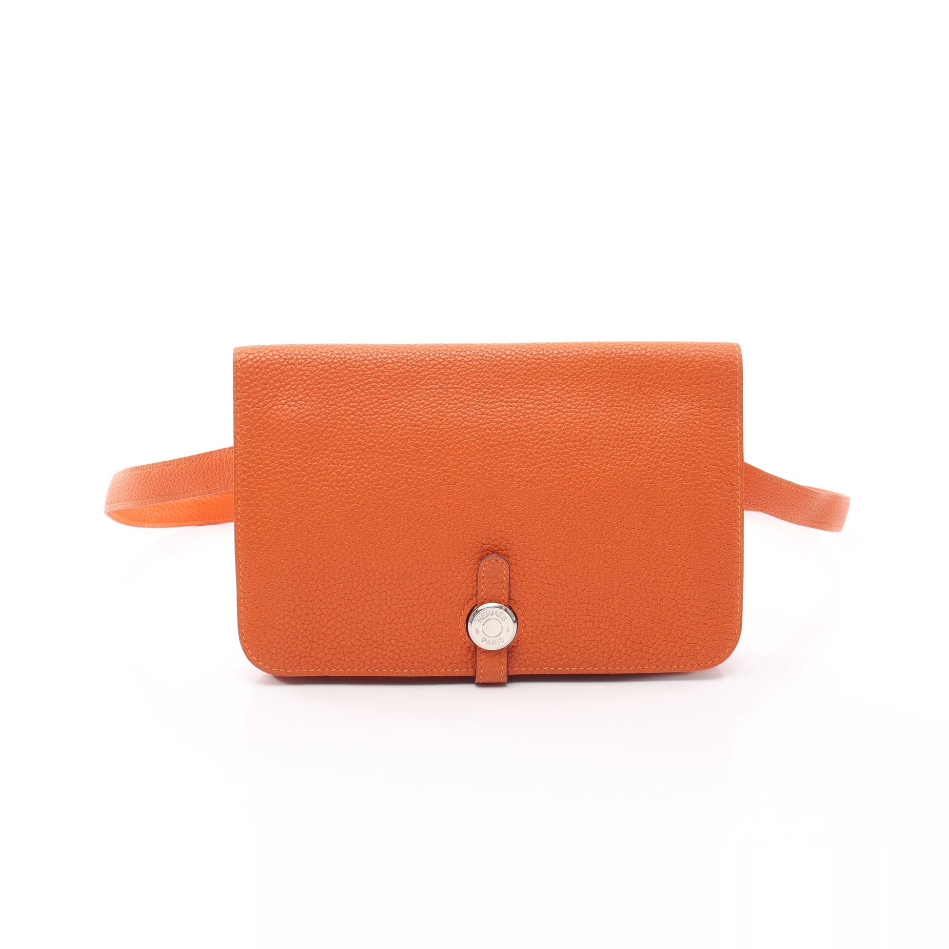 ドゴン ポッシュ オレンジ ウエストバッグ ボディバッグ トゴ オレンジ シルバー金具 □F刻印 エルメス バッグ HERMES