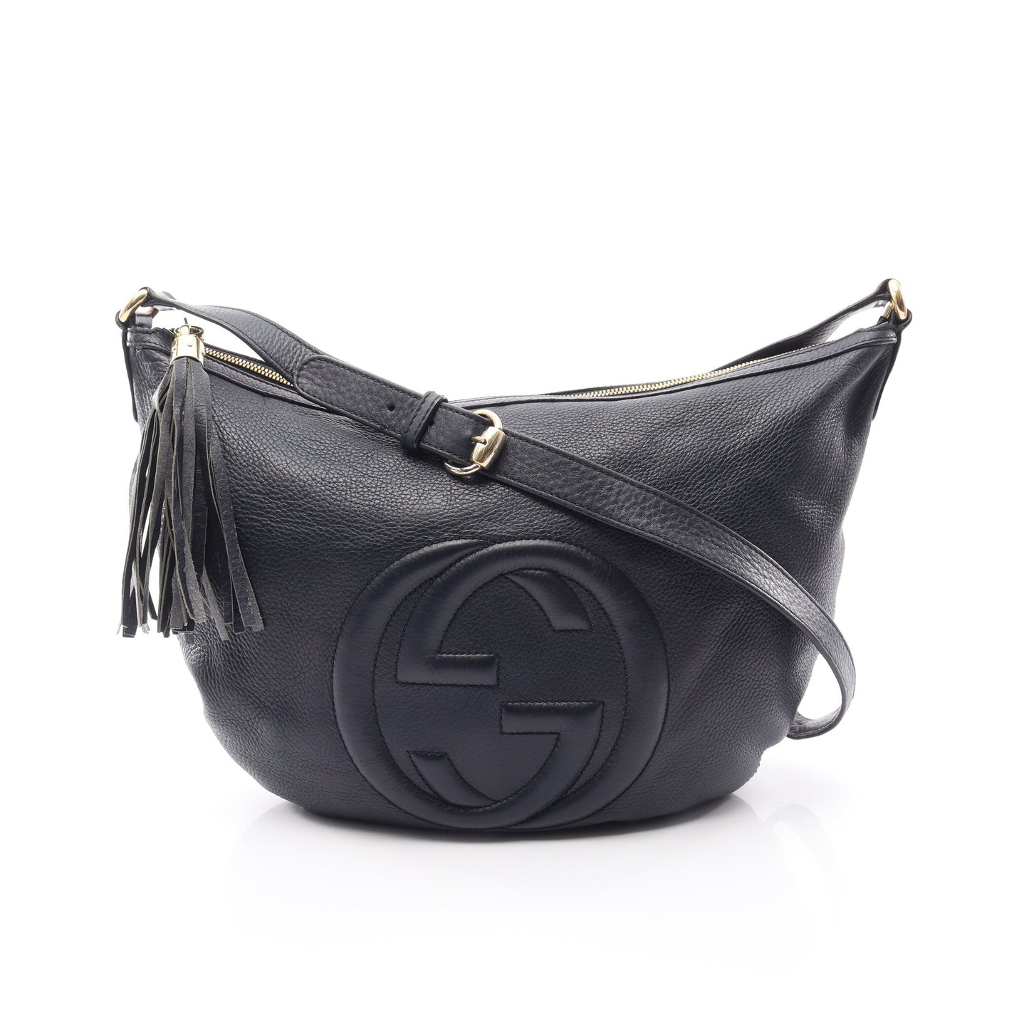 ソーホー インターロッキングG ショルダーバッグ レザー ネイビー グッチ バッグ GUCCI
