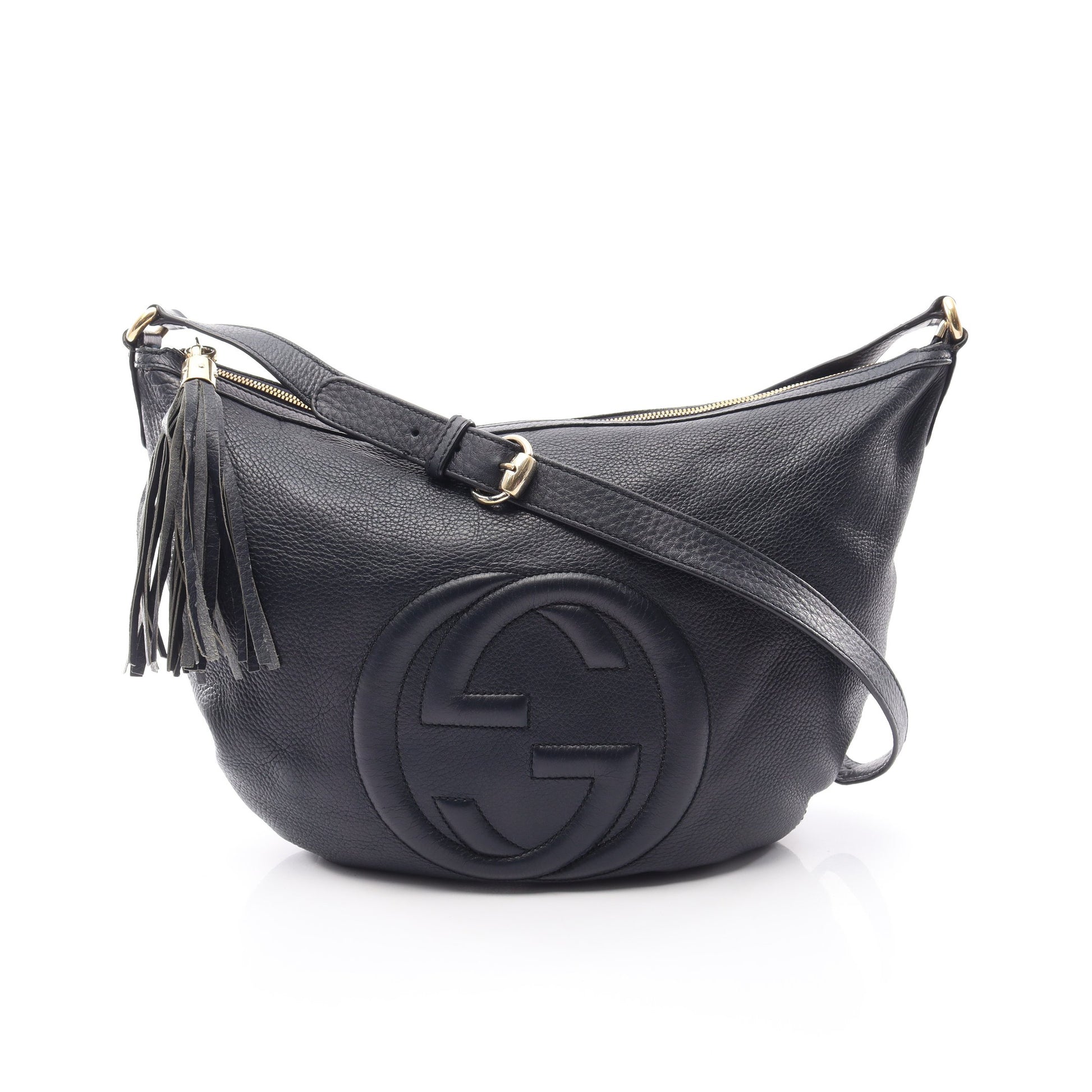 ソーホー インターロッキングG ショルダーバッグ レザー ネイビー グッチ バッグ GUCCI