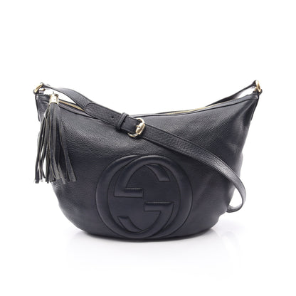 ソーホー インターロッキングG ショルダーバッグ レザー ネイビー グッチ バッグ GUCCI
