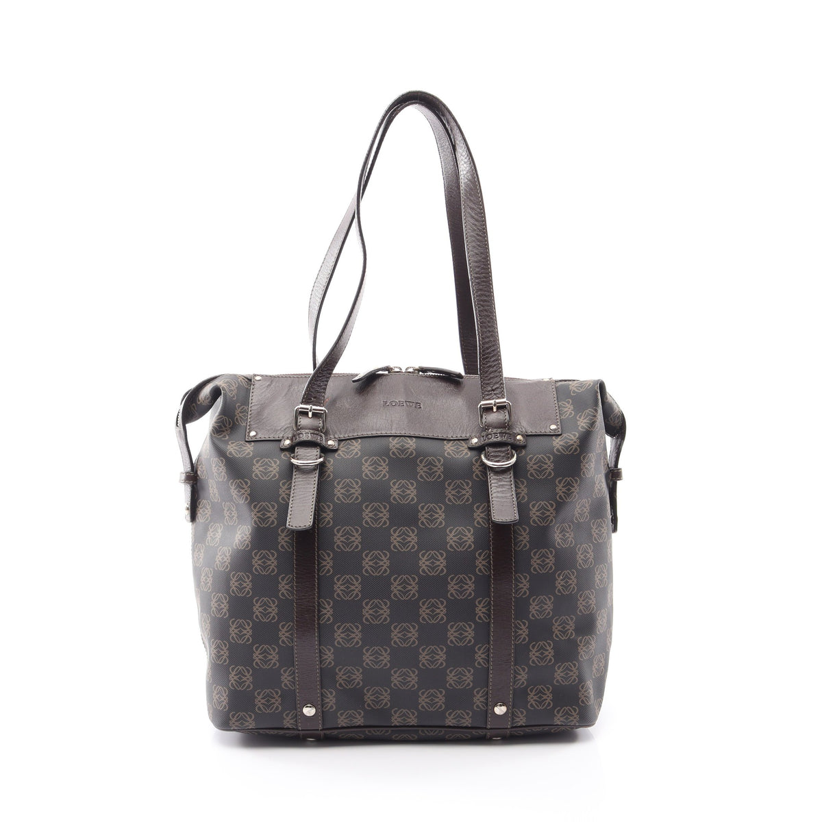 リピート アナグラム ショルダーバッグ トートバッグ レザー PVC ダークブラウン ロエベ バッグ LOEWE