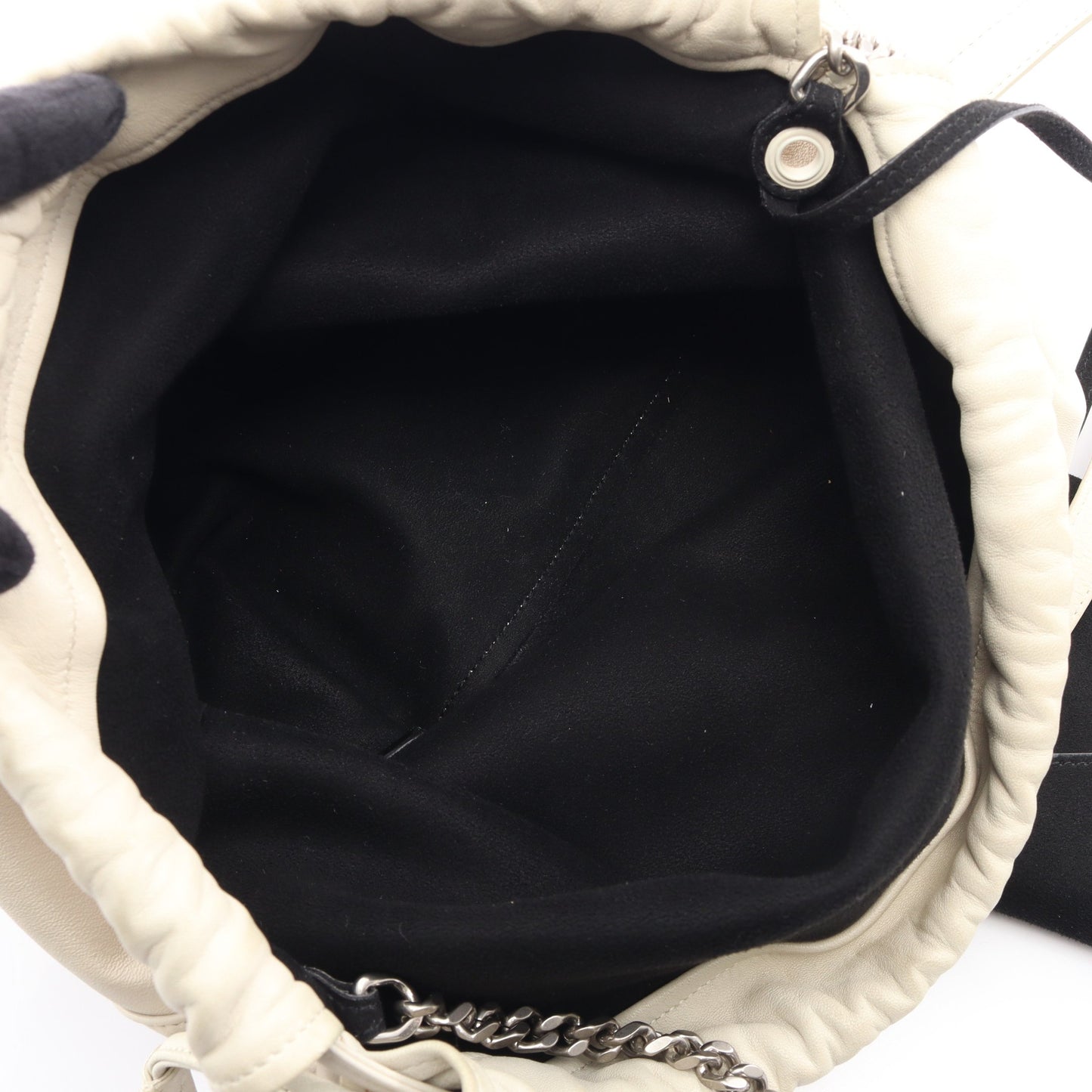TEDDY テディ ポーチ付き 巾着 チェーンショルダーバッグ レザー アイボリー サンローランパリ バッグ SAINT LAURENT PARIS