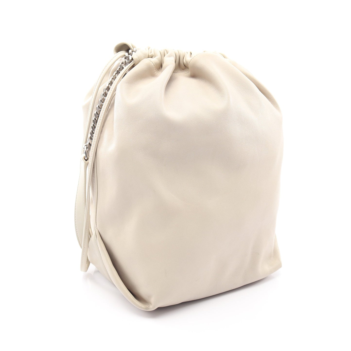 TEDDY テディ ポーチ付き 巾着 チェーンショルダーバッグ レザー アイボリー サンローランパリ バッグ SAINT LAURENT PARIS