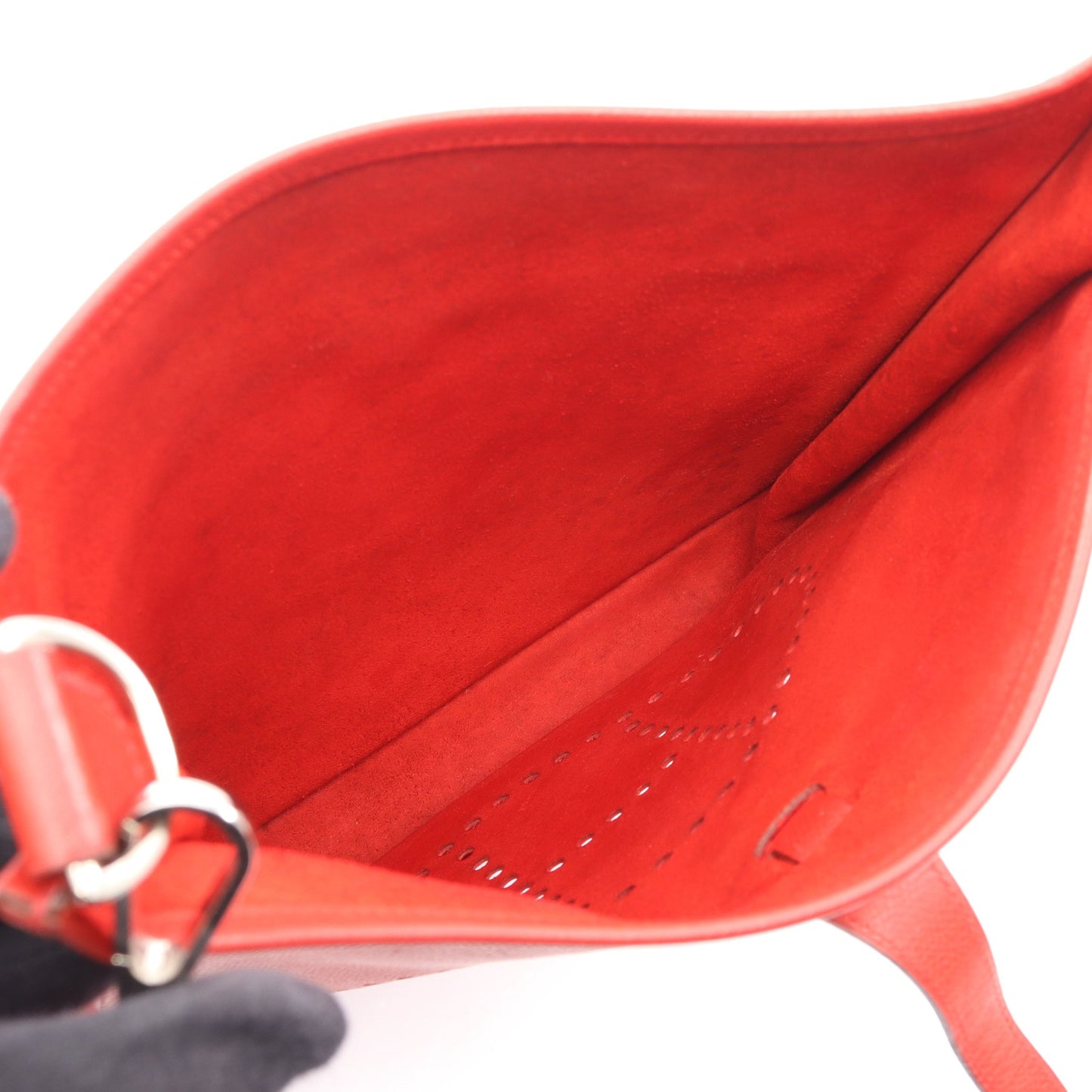 エヴリン 2 ドゥ PM ルージュカザック ショルダーバッグ ヴォーエプソン レッド シルバー金具 エルメス バッグ HERMES