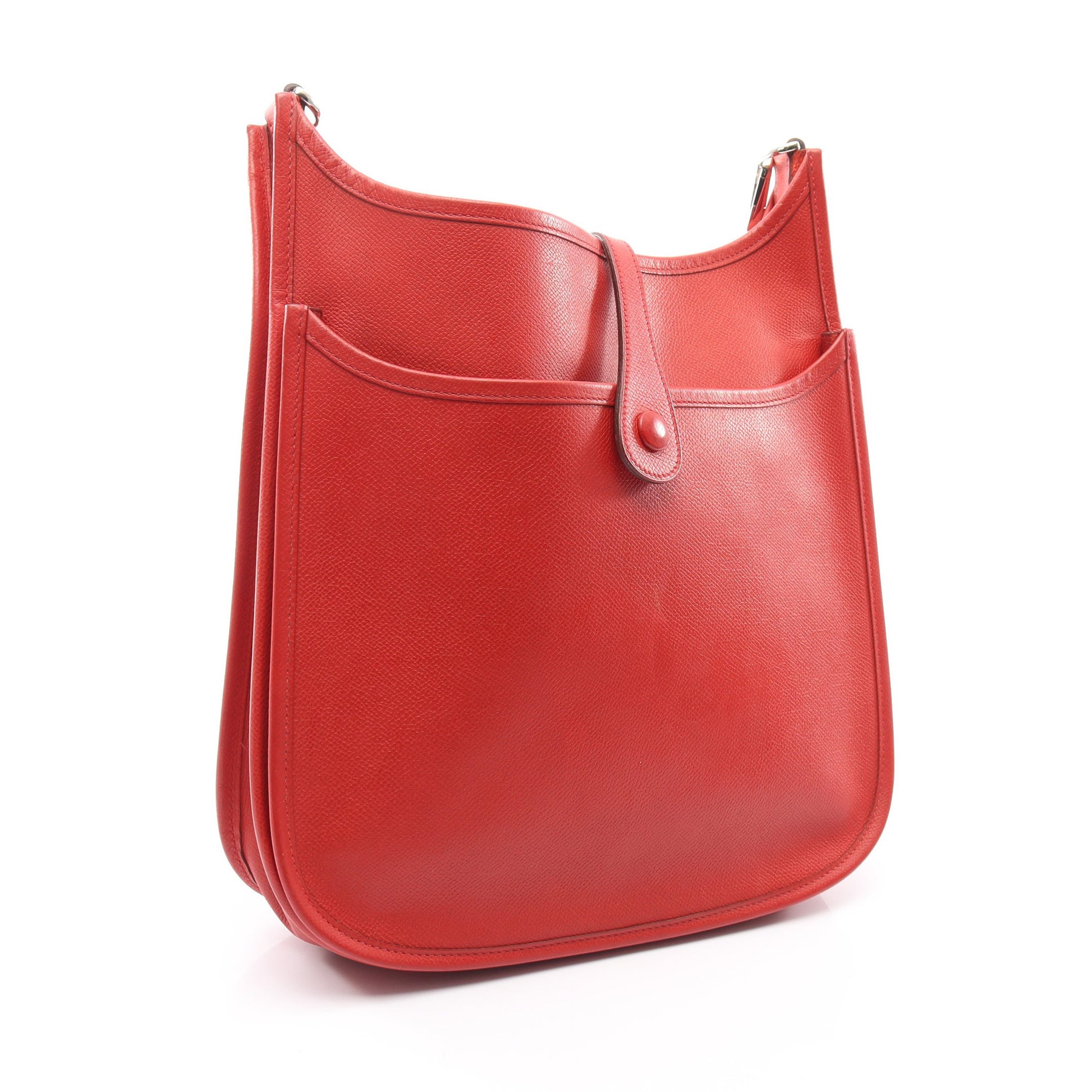 エヴリン 2 ドゥ PM ルージュカザック ショルダーバッグ ヴォーエプソン レッド シルバー金具 エルメス バッグ HERMES