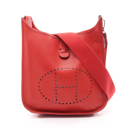 エヴリン 2 ドゥ PM ルージュカザック ショルダーバッグ ヴォーエプソン レッド シルバー金具 エルメス バッグ HERMES