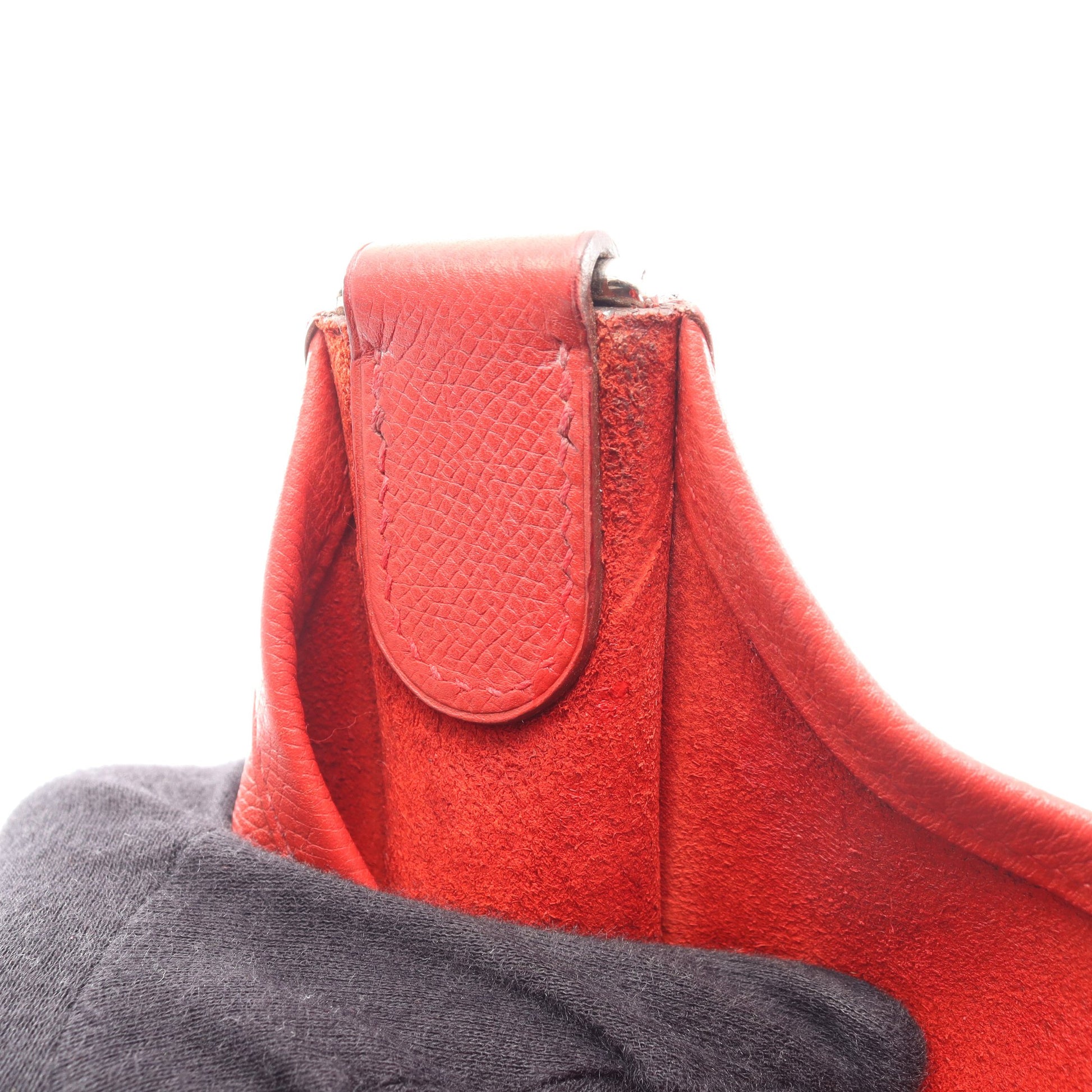エヴリン 2 ドゥ PM ルージュカザック ショルダーバッグ ヴォーエプソン レッド シルバー金具 エルメス バッグ HERMES