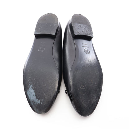 BALLERINA バレリーナ バレエシューズ レザー エナメルレザー ブラック シャネル