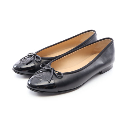 BALLERINA バレリーナ バレエシューズ レザー エナメルレザー ブラック シャネル