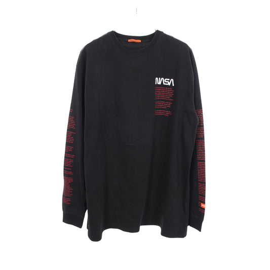 NASA刺繍 長袖Tシャツ コットン ブラック ヘロンプレストン トップス HERON PRESTON